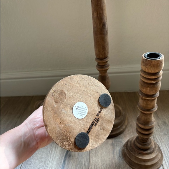 Magnolia Home Rustic Wooden Candle Holders Set of 3 French Farmhouse Modern - Picture 8 of 16
